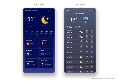 WEATHER #037 CALENDAR #038 branding dailyui ui