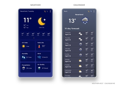 WEATHER #037 CALENDAR #038 branding dailyui ui
