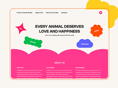 Animal shelter website animals bright ui volunteer website