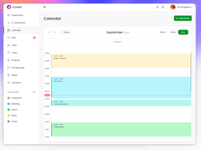 Calendar Day View 🧨 calendar complex app data visualisation day view minimal oguz project task managemtn app ui ux web app