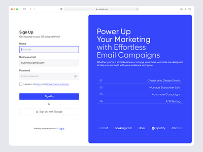 Rgistration Form (for e-mail marketing) marketing registration ui ux website