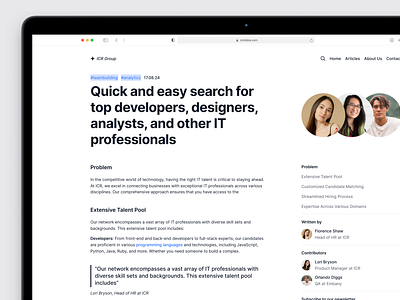 Article Page / Web UI article company design registration ui ux website