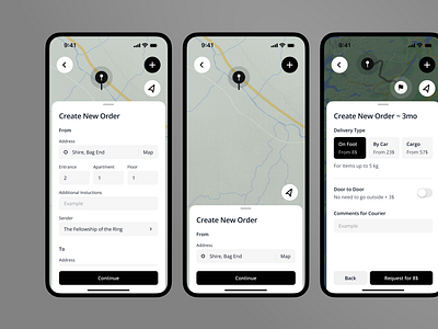 Delivery service app app carrier courier delivery design fast lotr taxi thelordoftherings ui