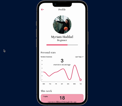 Daily UI Challenge 6 - User Profile dailyui design femaleaudience fitness mobile mobileapp sport sportsapp ui uxdesign