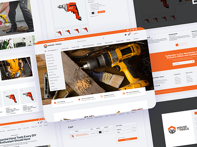 House of Tools | Hardware Tools Website | UX/UI Design blog page design contact page design hardware store design logo power tools website product page design