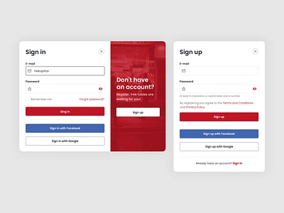 Restaurant Table Reservation Website - Sign in & Sing up design figma forms interface product signin signup ui ux