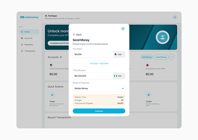 Send Money Flow - Wiremoney design send money ui ui design ux ux design