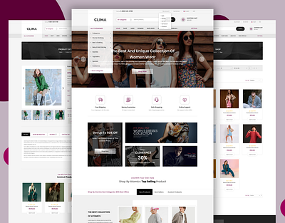 Climba Fashion Web Design Concept online fashion store designing shopify web design theme design ui uiux designing ux