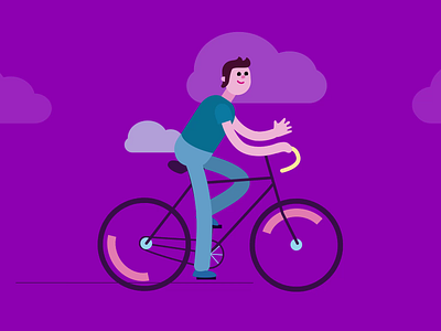 Bicycle ride 2d animation 2d illustration after effects animation bicycle cartoon character character animation illustration illustrator loop animation motion motion graphics