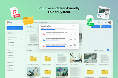 Online folder management system app clean design drive folder ftp minimal one drive ui ux