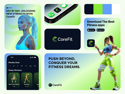 CoreFit Branding brand guidline branding branding concept branding design fitness branding graphic design gym minimalist modern premium design startup