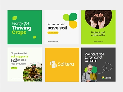 Social Media Post Design For Soiltera ad campign agriculture artificial intelligence branding branding visual ecommerce facebook post farming google ad banner logo logo design identity marketing modern logo saas smm social media post software soil health soil management visual design