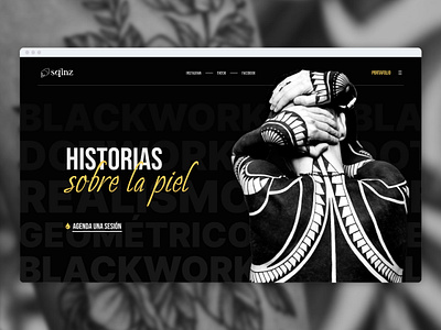 Sqinz - Tattoo Artist Landing Page art branding homepage ink landing page modern skin tattoo tattoo artist uxui web design