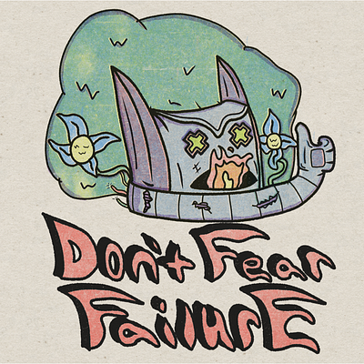 Don’t Fear Failure cartoon graphic design illustration mental health risograph robot