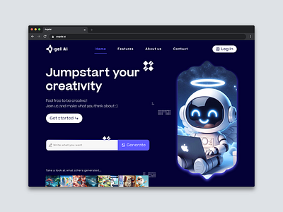 al Landing Page | UI UX ai creativity dailyui dailyuichallenge dark design figma generatorai graphic design landingpage robot ui userexperience userinterface ux webpage