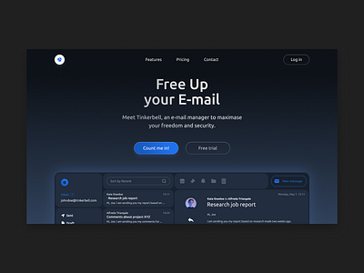 Tinker bell - landing page dailyui dark design desktop email landing page mailbox mails ui ui design web design webdesign website