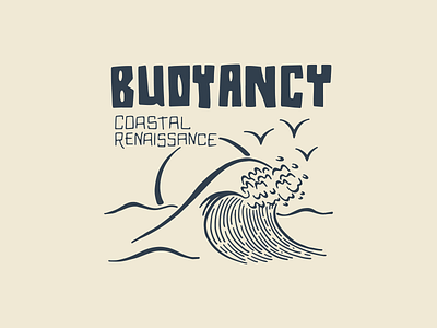 Buoyancy Merch Graphic Waves and Font branding design font graphic hand drawn illustration ocean sun sunset surf surfing vector waves