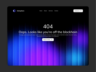 404 Page Design Concept 404 404 page crypto error page interface landing page ui uiux ux webdesign