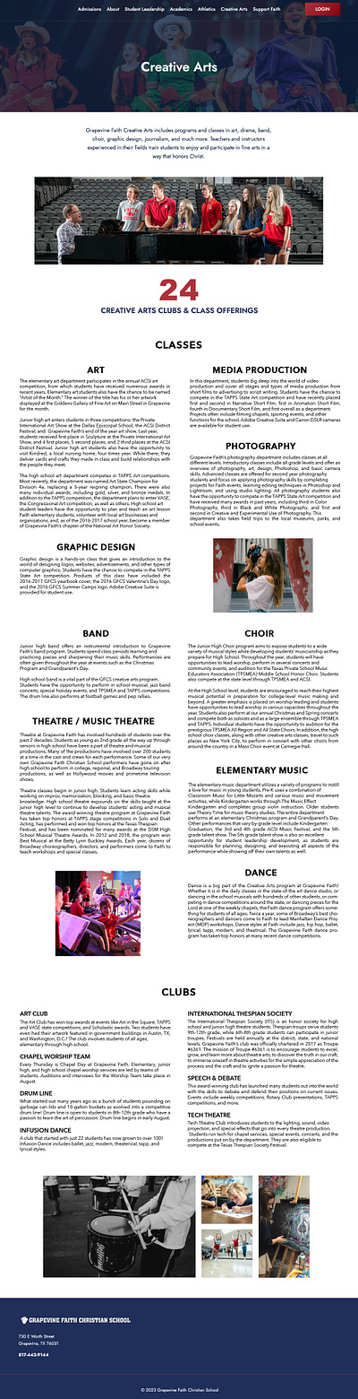 Grapevine Faith School - Creative Arts Webpage Layout Design branding design graphic design logo typography vector