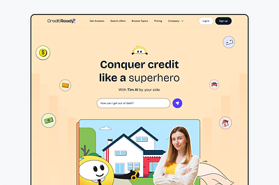 Credit Ready home page interactions ai animation b2b b2c branding chatbot fintech illustration interaction motion product design scroll animation ui ux