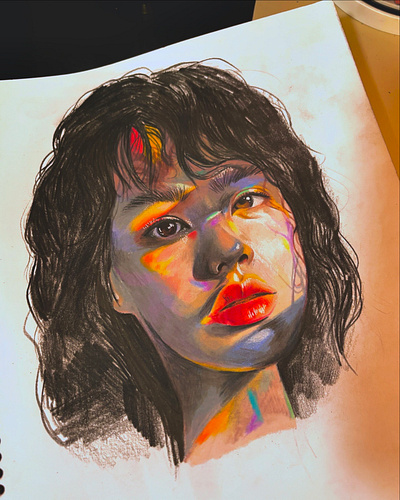 Color/Light Study Portrait Drawing abstract art artwork beauty blue color colorful colors drawing dribbble hand drawn illustration orange people pink portrait purple red retro sketch