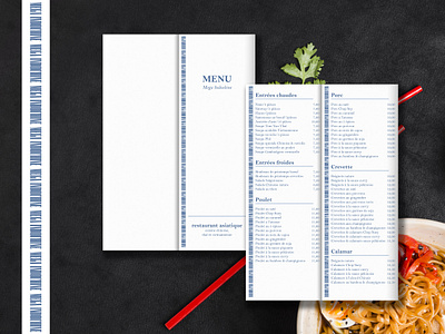 Menu Indochine asian blue menu mockup restaurant white