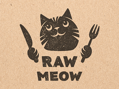 RAW MEOW branding cat graphic design identity logo mascot natural nutrition pet vector vet