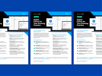 Forms 2.0 One Pager brand brand design branding dental software dental software marketing design fact sheet forms graphic design iconography icons layout design marketing one pager online forms print design sales typography