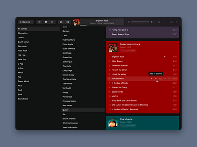 Genres app black clean genres green minimal music player product red ui ux