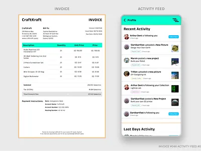 INVOICE #046 ACTIVITY FEED #047 branding dailyui ui