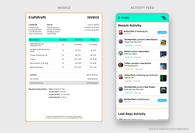 INVOICE #046 ACTIVITY FEED #047 branding dailyui ui