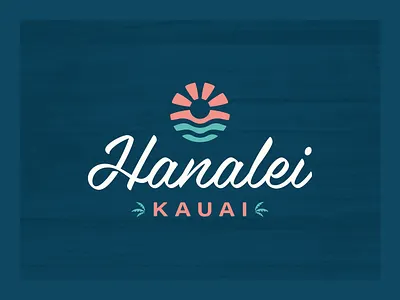 Hanalei Kauai beach hanalei hawaii icon island kauai lockup logo palm surf tropical typography