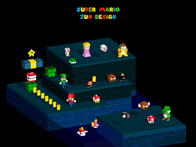 Super Mario underground 3D with Spline - Pixel Art 3d 3d character 3d modeling animation best freelance freelancer game design interaction design mario bros pixel art spline super mario trend ui design underground voxel web design