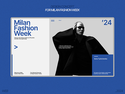 The design concept page is dedicated to Fashion Week in Milan animation design figma font landing page typography ui uiux ux web design web designer