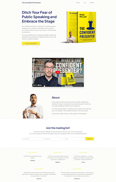 The Confident Presenter Book Landing Page book website carrd.co landing page