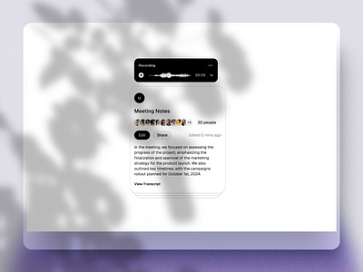 Recording Meeting Notes component interface recording ui
