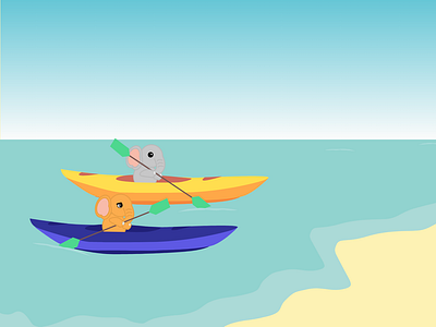 Fred and Rene went for kayaking character design graphic design illustration vector visual storytelling