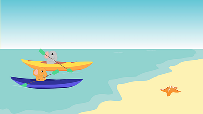 Fred and Rene went for kayaking character design graphic design illustration vector visual storytelling