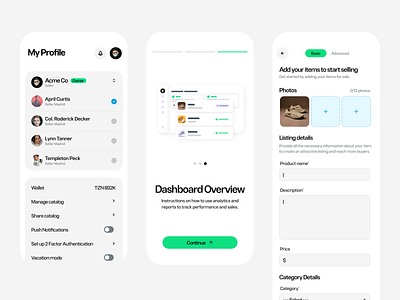 Profile / Onboarding / Seller app branding buyer clean dashboard design ecommerce flat illustration layout marketplace multiuser profile seller app shipping ui upload users ux web