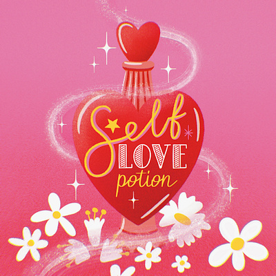 Lettering "Self Love Potion" illustration typography