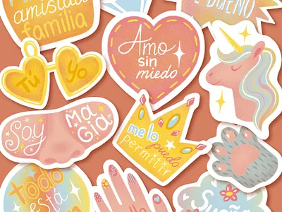 "Pastel" Sticker Set illustration typography