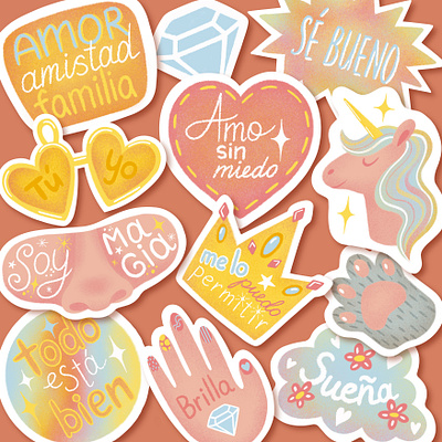 "Pastel" Sticker Set illustration typography