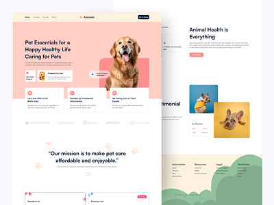 Animaliar - Landing Page animal animal adopt animal health care clean landing page landing page design pet pet care ui design uiux web web design webapp website