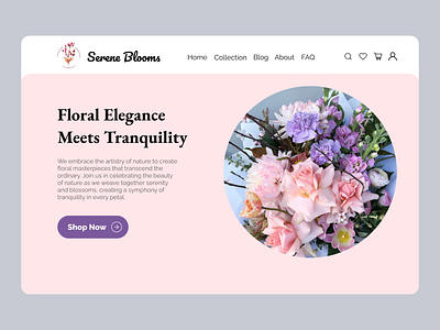 Flower Shop Landing Page - Serene Blooms app design dribbble floral theme flower flower shop icon landing page typography ui ux web web design website