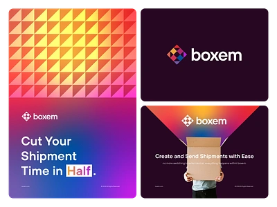 Boxem - Direction 1 abstract amazon behance branding branding and identity clean design colorful design dribbble gradient graphic design grid identity logo logo design minimal modern selling simple visual identity