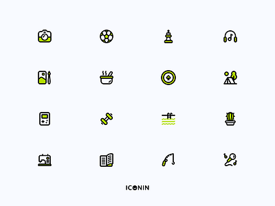 Iconin: Hobbies Icons Set app icons flat icons hobbies hobby icon icon pack iconin iconography illustration line icons stroke icon