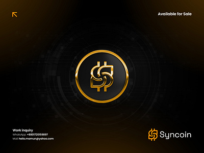 Syncoin - Bitcoin logo design bit bitcoin branding coin crypto crypto coin crypto currency crypto token icon letter s bitcoin logo letter s logo logo logo design logo designer logo icon modern logo nft sync logo syncoin