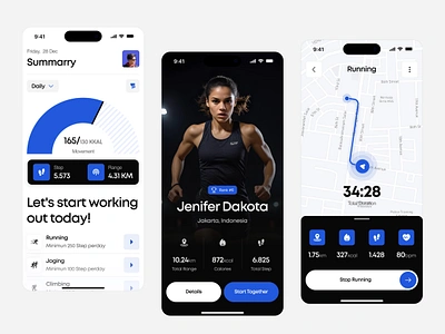 Mobile app - Health App aplication app app design clean eco health healthcare mobile mobile design run sport track tracking ui ui design uiux webapp