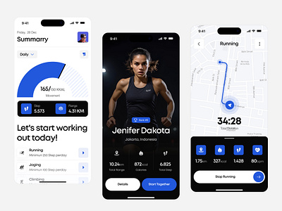 Mobile app - Health App aplication app app design clean eco health healthcare mobile mobile design run sport track tracking ui ui design uiux webapp