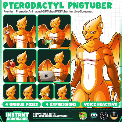 Pterodactyl Premade PNGTuber & GIFTuber Model primordial model